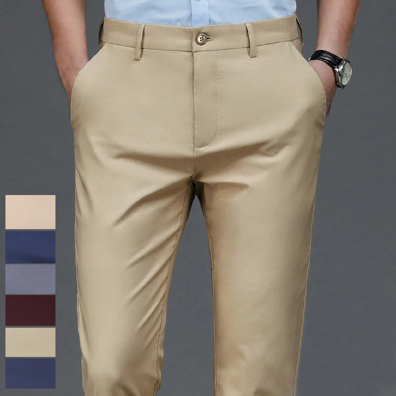 Männliche Hosen Stretch Solid Black Smart Casual Männer Hosen Büro Schnelle Trockene Anzug Hosen Neue Frühling Herbst Koreanische Gerade Hosen Männliche Hosen Stretch Solid Black Smart Casual Männer Hosen Büro Schnelle Trockene Anzug Hosen Neue Frühling Herbst Koreanische Gerade Hosen - Image 4