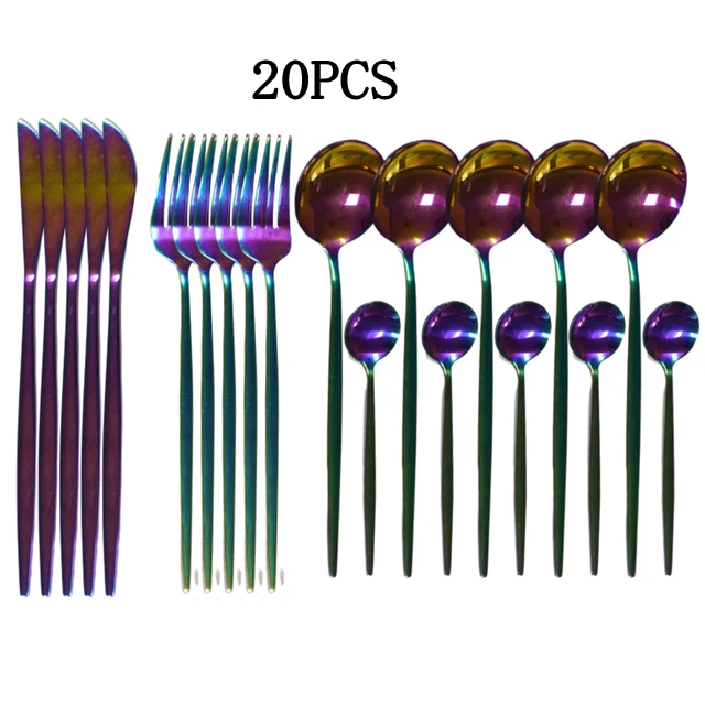 20 Stücke Gold Geschirr Set Edelstahl Besteck Set Spiegel Besteck Messer Gabel Löffel Geschirr Besteck Set Spülmaschine Sicher 20 Stücke Gold Geschirr Set Edelstahl Besteck Set Spiegel Besteck Messer Gabel Löffel Geschirr Besteck Set Spülmaschine Sicher - Image 6