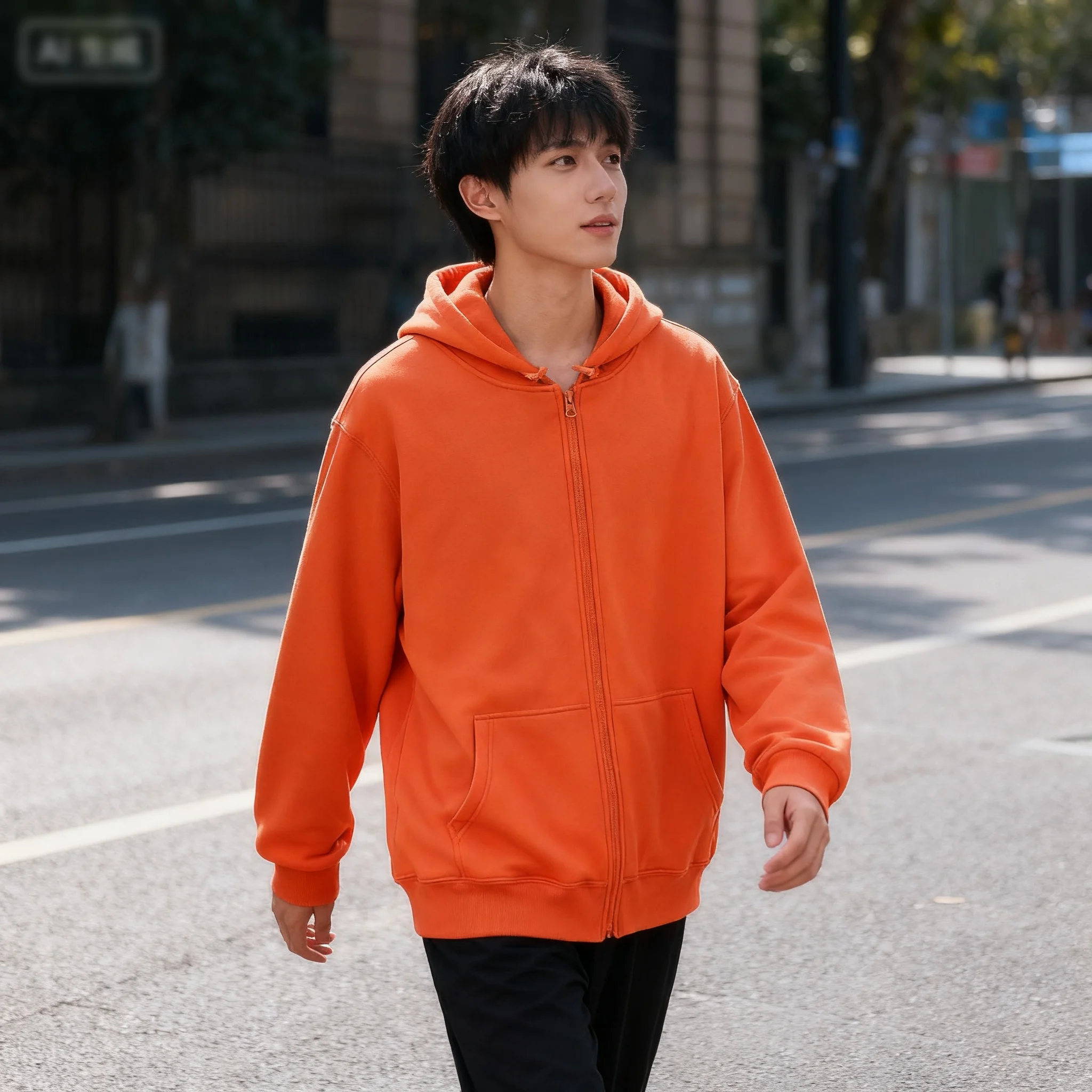 High Street Hoodie Männer Einfarbig Zip Up Langarm Lose Jacke Mäntel Casual Mit Kapuze Sweatshirt Y2K Mode Outdoor Kleidung High Street Hoodie Männer Einfarbig Zip Up Langarm Lose Jacke Mäntel Casual Mit Kapuze Sweatshirt Y2K Mode Outdoor Kleidung