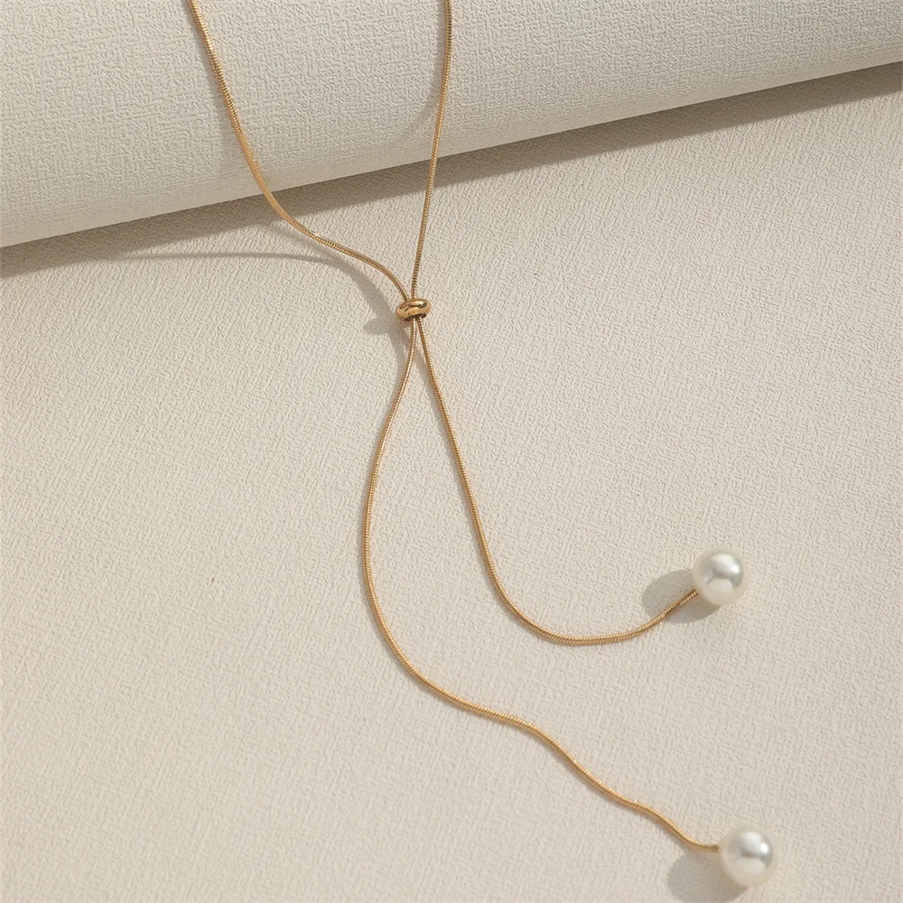 Mode Imitation Perlen Halskette Für Frauen Gold &Amp; Silber Farbe Einstellbare Kette Halsband Mädchen Einfache Partei Schmuck Zubehör Mode Imitation Perlen Halskette Für Frauen Gold &Amp; Silber Farbe Einstellbare Kette Halsband Mädchen Einfache Partei Schmuck Zubehör - Image 4