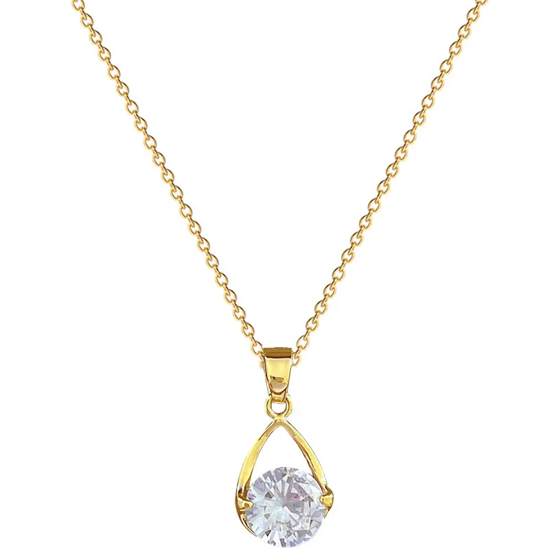 18K Vergoldete Wassertropfen-Zirkon-Anhänger-Halskette Für Frauen Titan-Stahl Schlüsselbein-Kette Mädchen Luxus-Schmuck Geschenk 18K Vergoldete Wassertropfen-Zirkon-Anhänger-Halskette Für Frauen Titan-Stahl Schlüsselbein-Kette Mädchen Luxus-Schmuck Geschenk - Image 5