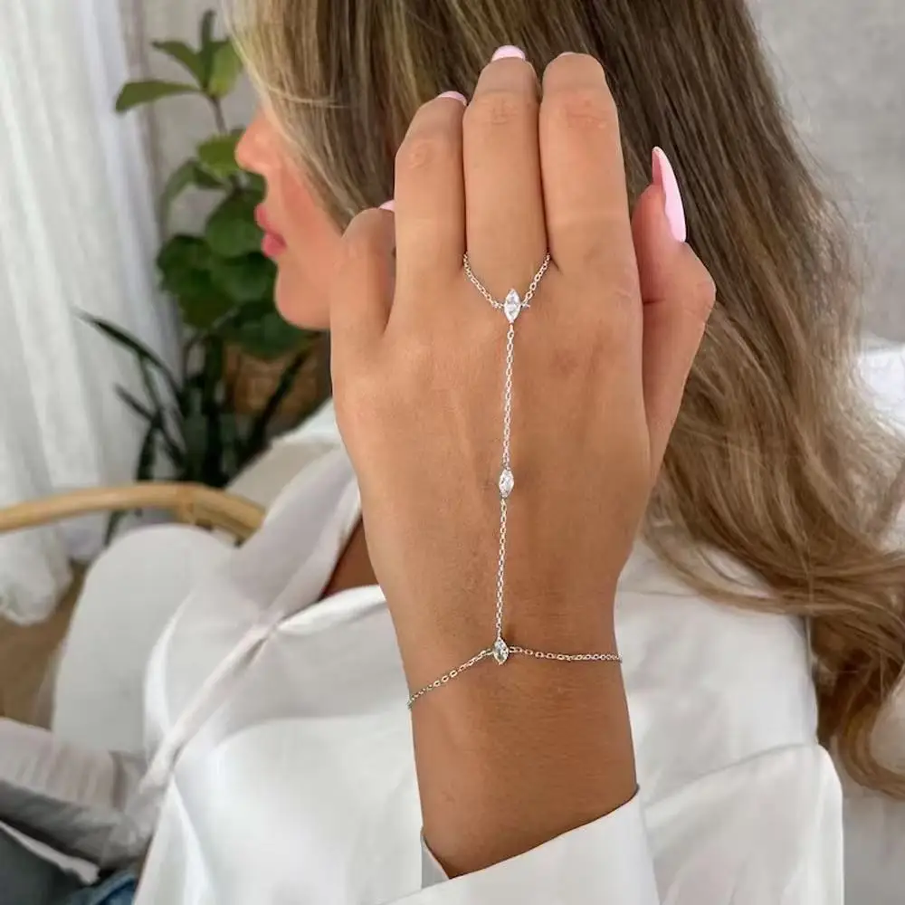 2025 Party Bling Zirkon Kristall Armband Hand Kette Für Frauen Strass Dünne Kette Finger Armband Schmuck Zubehör Geschenk 2025 Party Bling Zirkon Kristall Armband Hand Kette Für Frauen Strass Dünne Kette Finger Armband Schmuck Zubehör Geschenk