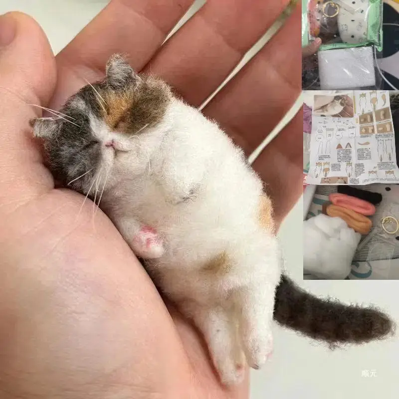 Schafe Filz Poke Katze Handgemachte Material Tasche Für Anfänger Diy Wolle Nadel Filzen Simulation Kreative Tier Geschenke Schafe Filz Poke Katze Handgemachte Material Tasche Für Anfänger Diy Wolle Nadel Filzen Simulation Kreative Tier Geschenke - Image 2