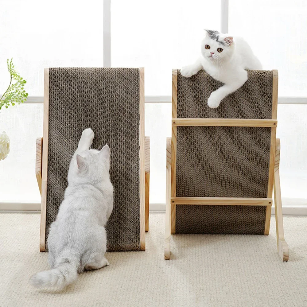 Cat Scratcher Cardboard With Solid Wooden Frame Kitten Scrapers Scratching Bed Reversible Pet Furniture For Cats 5 In 1 Toys Cat Scratcher Cardboard With Solid Wooden Frame Kitten Scrapers Scratching Bed Reversible Pet Furniture For Cats 5 In 1 Toys - Image 3