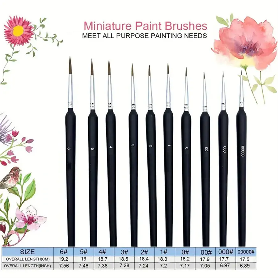 10/11-Teiliges Miniatur-Pinsel-Set Mit Detailspitze Und Ergonomischem Griff – Geeignet Für Acrylmalerei, Öl, Wat 10/11-Teiliges Miniatur-Pinsel-Set Mit Detailspitze Und Ergonomischem Griff – Geeignet Für Acrylmalerei, Öl, Wat - Image 3