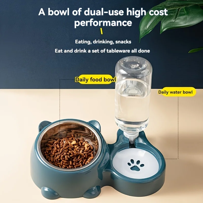Automatischer Futterautomat Und Wasserspender Für Haustiere, Integriertes Futtersystem Für Katzen Und Hunde, Keine Batterie Oder Strom Erforderlich, Schräger Mund Automatischer Futterautomat Und Wasserspender Für Haustiere, Integriertes Futtersystem Für Katzen Und Hunde, Keine Batterie Oder Strom Erforderlich, Schräger Mund - Image 2
