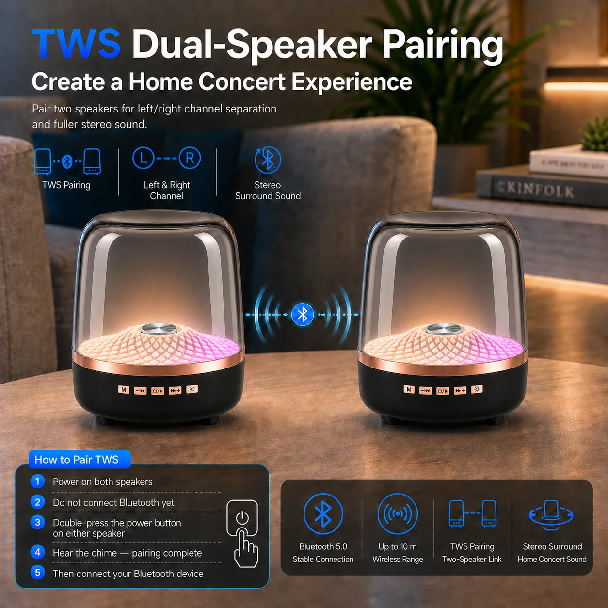 Tragbare Bluetooth-Soundbar 5.0 Mit Tws, Hifi-Klang &Amp; Subwoofer Für Android Und Ios Tragbare Bluetooth-Soundbar 5.0 Mit Tws, Hifi-Klang &Amp; Subwoofer Für Android Und Ios - Image 4