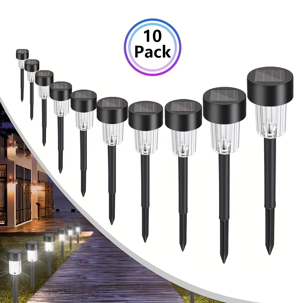 Solar-Gartenleuchte Für Den Außenbereich, Solarbetriebene Lampe, Wasserdichte Landschaftslaterne, Beleuchtung Für Wege, Terrasse, Dekorative Led, 10 Stück Solar-Gartenleuchte Für Den Außenbereich, Solarbetriebene Lampe, Wasserdichte Landschaftslaterne, Beleuchtung Für Wege, Terrasse, Dekorative Led, 10 Stück - Image 3