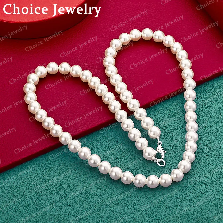 925 Sterling Silber Lila / Rosa / Weiß 7-8Mm 40-50Cm Künstliche Perlenkette Für Damen Perlenkette Modeschmuck 925 Sterling Silber Lila / Rosa / Weiß 7-8Mm 40-50Cm Künstliche Perlenkette Für Damen Perlenkette Modeschmuck