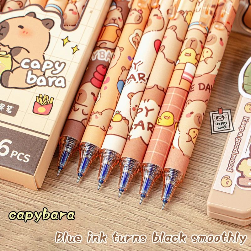 Niedliche Capybara-Gelstifte – 6-Teiliges Kawaii Schnell Trocknendes Blaues Löschbares Stiftset Für Büro, Schule Und Ästhetisches Briefpapier Niedliche Capybara-Gelstifte – 6-Teiliges Kawaii Schnell Trocknendes Blaues Löschbares Stiftset Für Büro, Schule Und Ästhetisches Briefpapier - Image 3