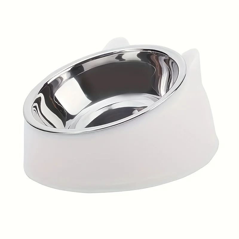 1Pc Elevated Stainless Steel Cat Bowl, Inclined Food &Amp; Water Dish With Cute Ear Stand, Neck Protection Design For Cats 1Pc Elevated Stainless Steel Cat Bowl, Inclined Food &Amp; Water Dish With Cute Ear Stand, Neck Protection Design For Cats - Image 10