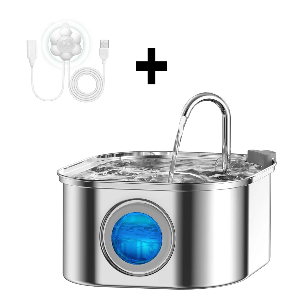 Transparent Window Cat Water Dispenser With Sensor 3.2L/108Oz Super Quiet&Amp; Pets Auto Filter Stainless Steel Cats Water Fountain Transparent Window Cat Water Dispenser With Sensor 3.2L/108Oz Super Quiet&Amp; Pets Auto Filter Stainless Steel Cats Water Fountain - Image 5