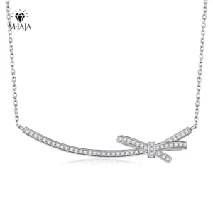 M-JAJA Voll-Moissanit-Halskette für Damen, 925er-Sterlingsilber, Kette, 1,3 mm, Labordiamant, eleganter Bogen-Anhänger, funkelnder Schmuck, Geschenk