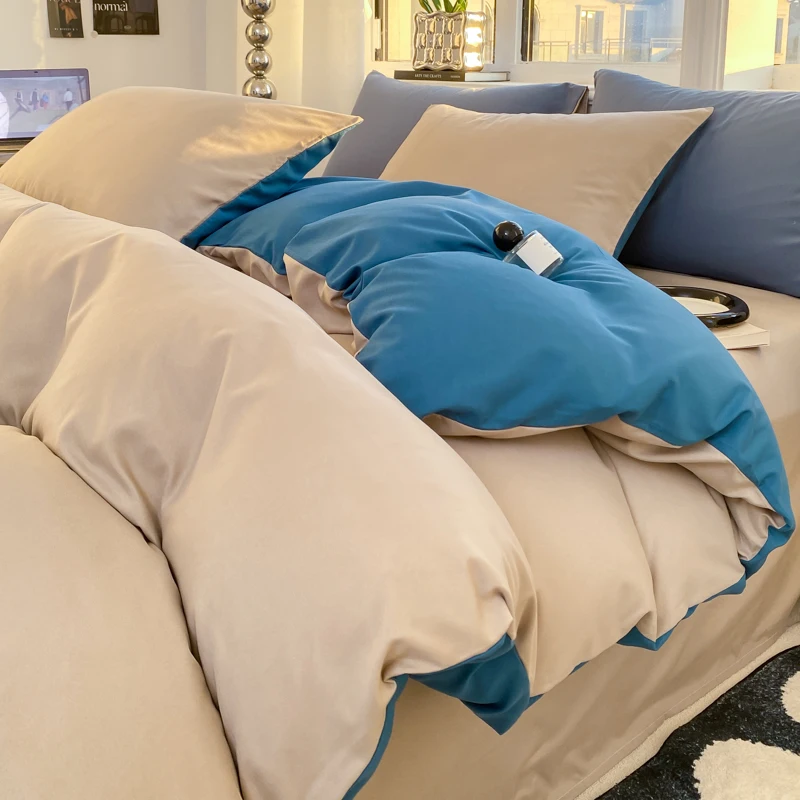 Ins Style Solid Color Duvet Cover Set Washed Cotton Bedclothes Comforter Cover Pillowcase Soft Bedding Sets Quilt Covers 220X240 Ins Style Solid Color Duvet Cover Set Washed Cotton Bedclothes Comforter Cover Pillowcase Soft Bedding Sets Quilt Covers 220X240 - Image 18