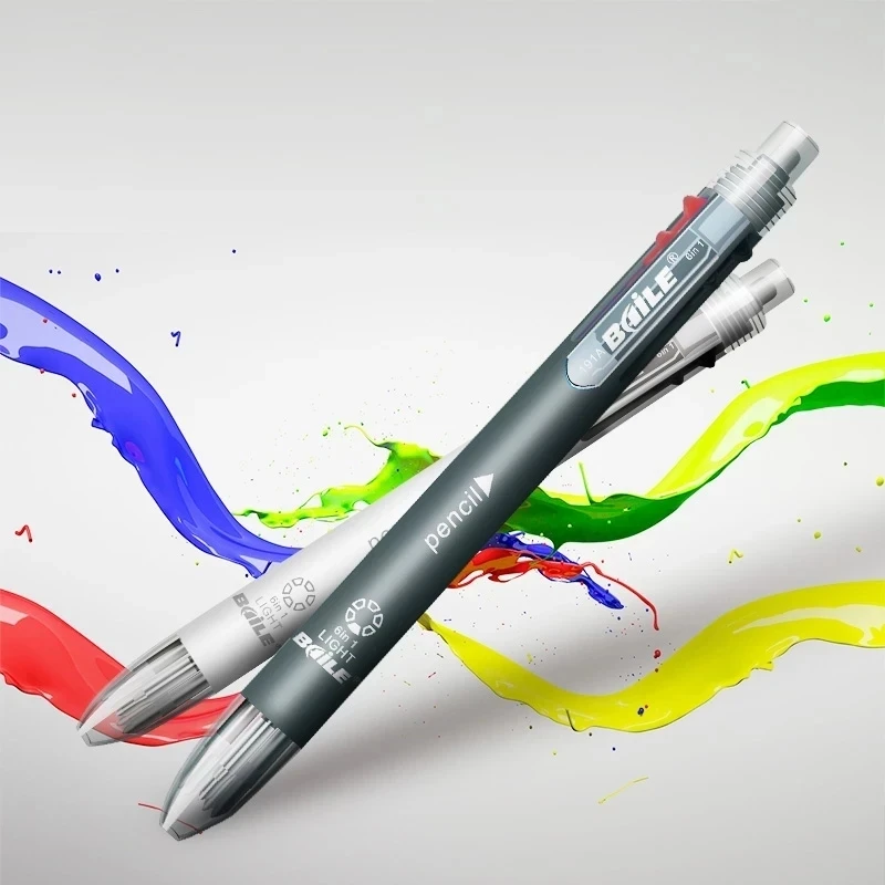 6-In-1 Mehrfarbige Kugelschreiber, 5 Farben, Kugelschreiber, 1, Automatischer Bleistift Mit Radiergummi Für Schule, Büro, Schreibbedarf, Schreibwaren 6-In-1 Mehrfarbige Kugelschreiber, 5 Farben, Kugelschreiber, 1, Automatischer Bleistift Mit Radiergummi Für Schule, Büro, Schreibbedarf, Schreibwaren - Image 2