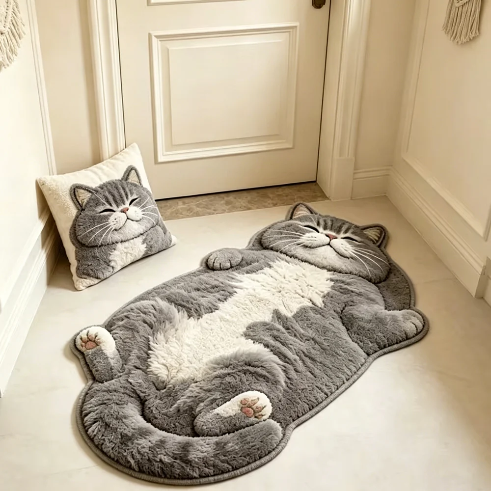 Niedlicher Katzenförmiger Teppich Stilvoller Einzigartiger Wohndekor-Teppich Für Wohnzimmer Cartoon-Schlafzimmer Bettvorleger Weicher Plüsch-Bodenmatte Niedlicher Katzenförmiger Teppich Stilvoller Einzigartiger Wohndekor-Teppich Für Wohnzimmer Cartoon-Schlafzimmer Bettvorleger Weicher Plüsch-Bodenmatte - Image 3