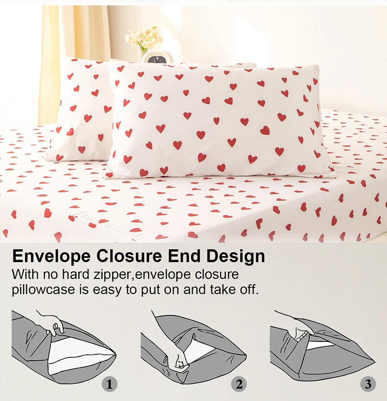 3Pcs/Set Small Red Heart Printed Duvet Cover Set(1 Duvet Cover &Amp; 2 Pillowcase)Soft And Skin-Friendly Duvet Cover Bedding Set For 3Pcs/Set Small Red Heart Printed Duvet Cover Set(1 Duvet Cover &Amp; 2 Pillowcase)Soft And Skin-Friendly Duvet Cover Bedding Set For - Image 13