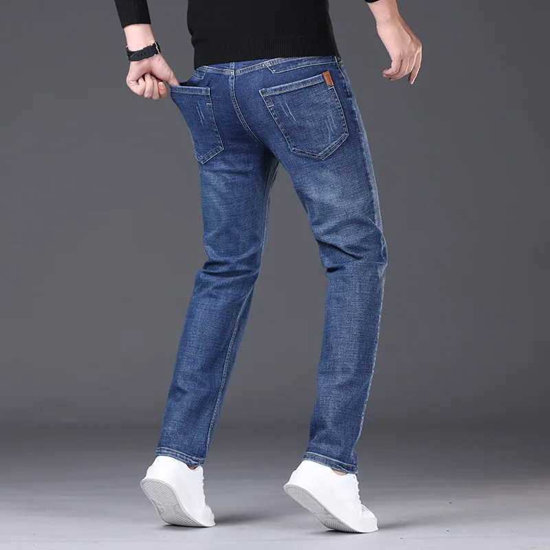 Männer Mode Gerade Jeans Männer 2025, Neue Stretch Slim Fit Hosen Bequeme Weiche Business Denim Hosen Männliche Marke Kleidung Männer Mode Gerade Jeans Männer 2025, Neue Stretch Slim Fit Hosen Bequeme Weiche Business Denim Hosen Männliche Marke Kleidung - Image 12
