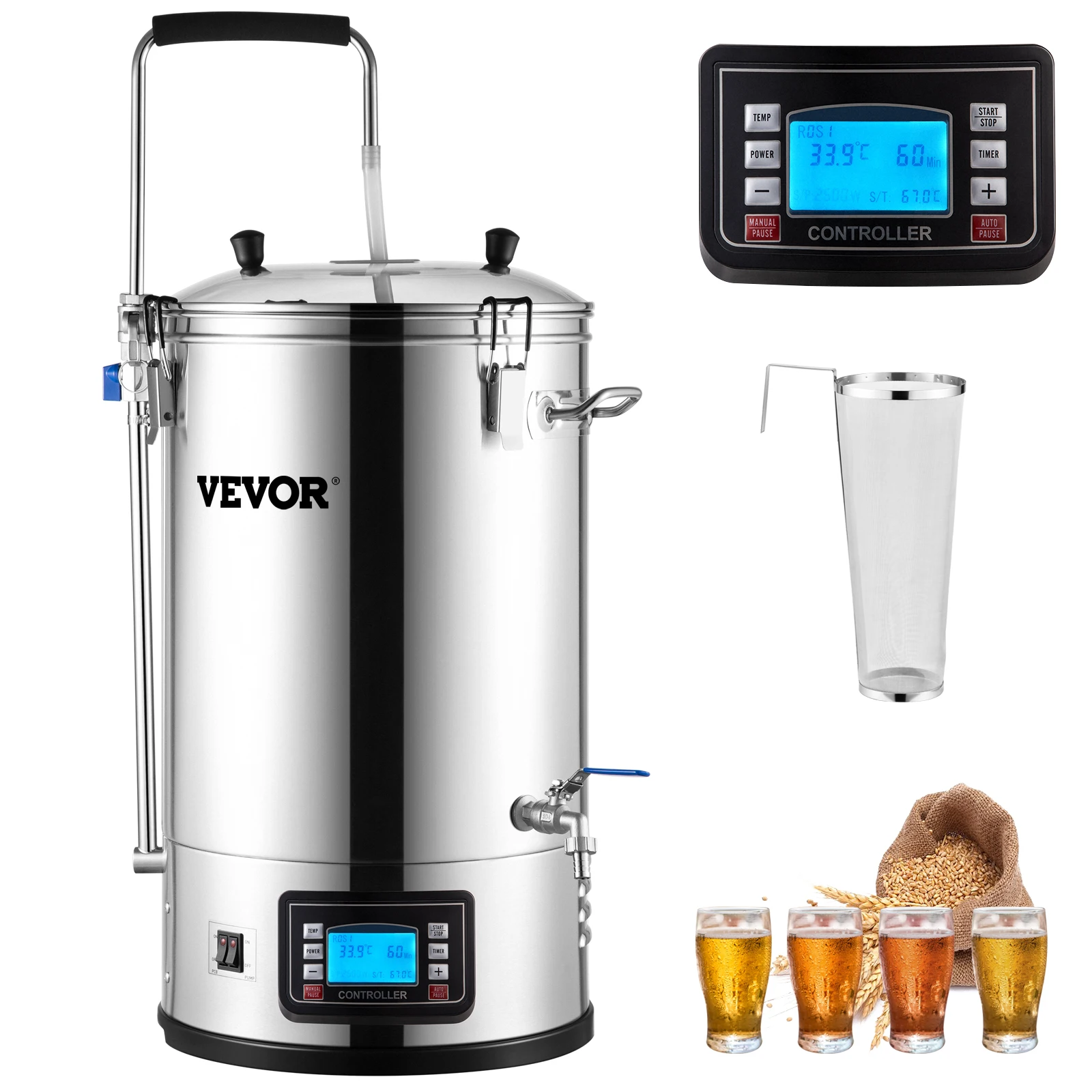Succebuy 35L110/220V 304Edelstahl All-In-One Home Beer Brewer Elektrisches Brahsystem Mit Pumpe Brauen Biergerät Kit Succebuy 35L110/220V 304Edelstahl All-In-One Home Beer Brewer Elektrisches Brahsystem Mit Pumpe Brauen Biergerät Kit