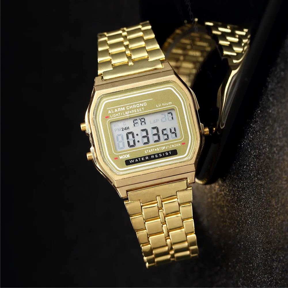 Elegante Digitaluhr Für Frauen Gold Silber Edelstahl Business Damen Elektronische Armbanduhren Mann Uhr Zegarek Damski Elegante Digitaluhr Für Frauen Gold Silber Edelstahl Business Damen Elektronische Armbanduhren Mann Uhr Zegarek Damski - Image 8