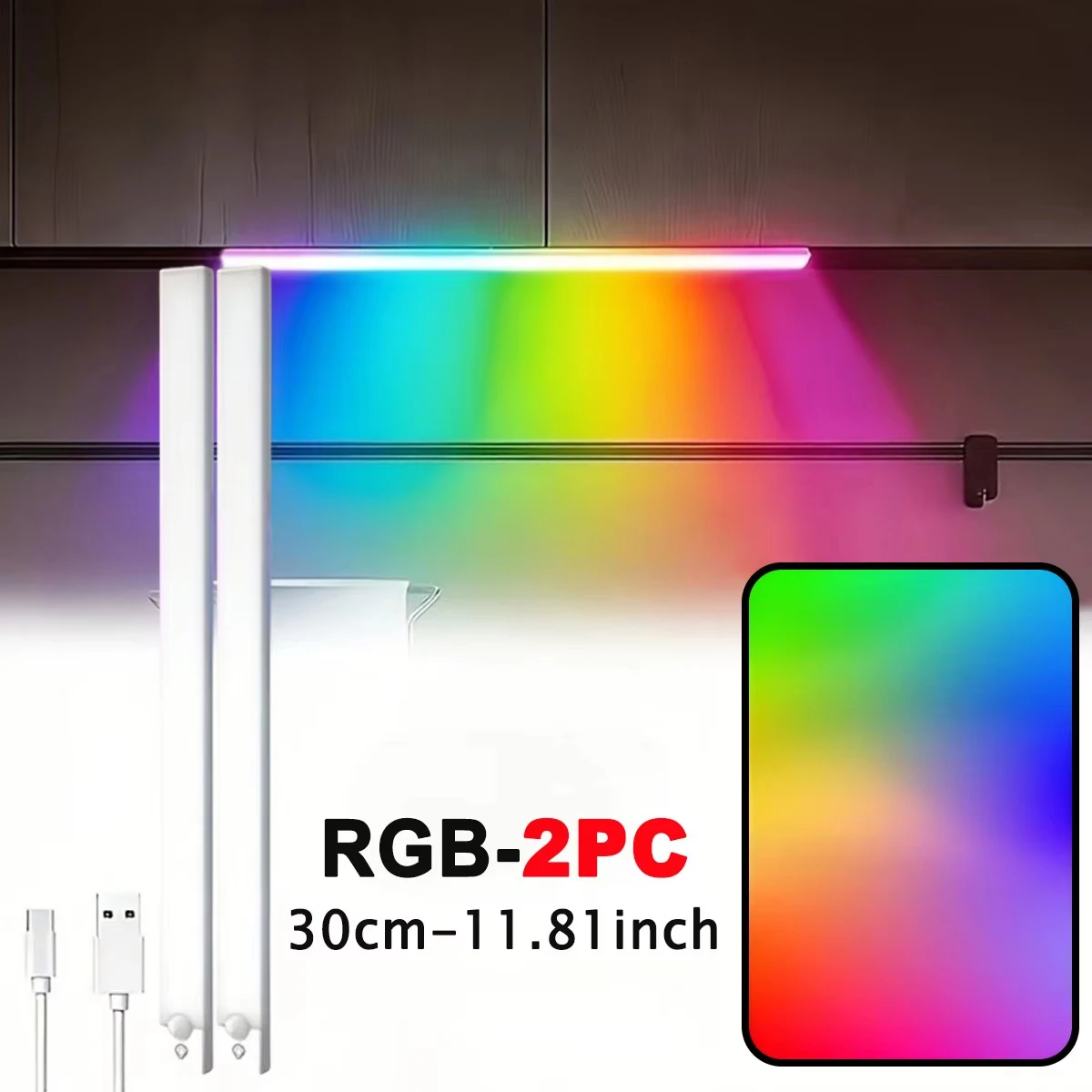Rgb Ambiente-Sensorleuchte - Wiederaufladbare Magnetische Wandlampe Stimmungslicht Für Schrank Flur Treppe Rgb Ambiente-Sensorleuchte - Wiederaufladbare Magnetische Wandlampe Stimmungslicht Für Schrank Flur Treppe - Image 8