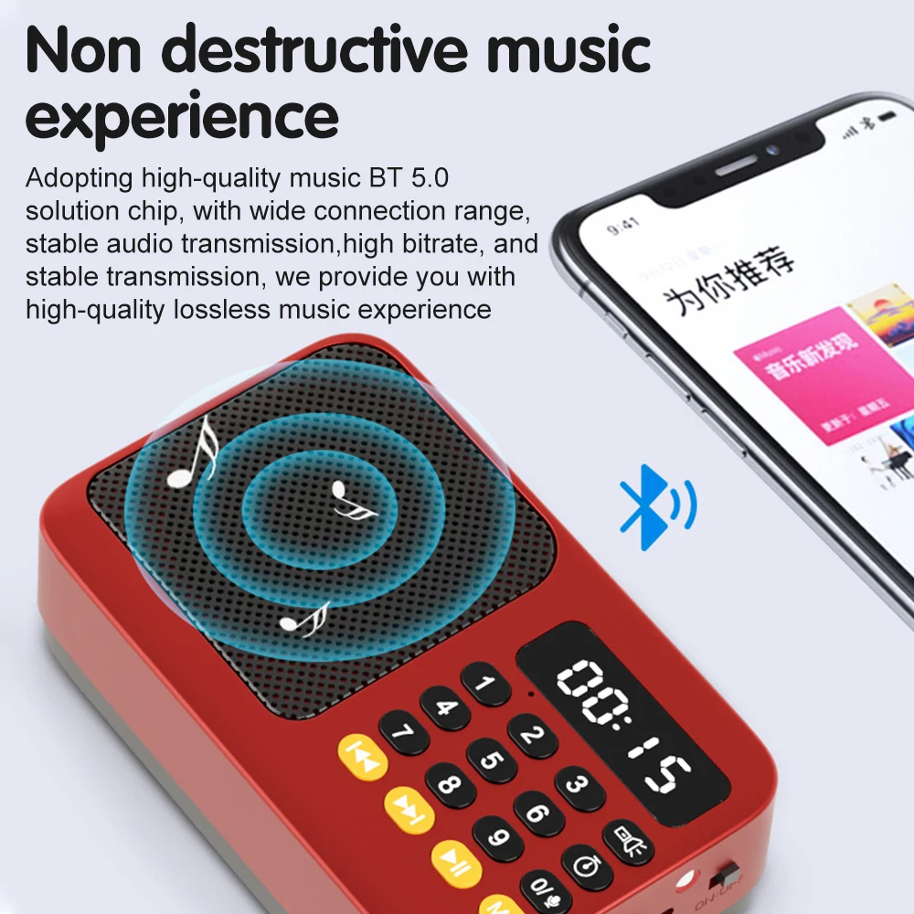 Tragbares Fm-Radio Mit Bluetooth, Lcd-Digitalanzeige, Usb, Tf &Amp; Mp3 – Wiederaufladbarer Musikplayer Mit Taschenlampe Und Lautsprecher Tragbares Fm-Radio Mit Bluetooth, Lcd-Digitalanzeige, Usb, Tf &Amp; Mp3 – Wiederaufladbarer Musikplayer Mit Taschenlampe Und Lautsprecher - Image 4