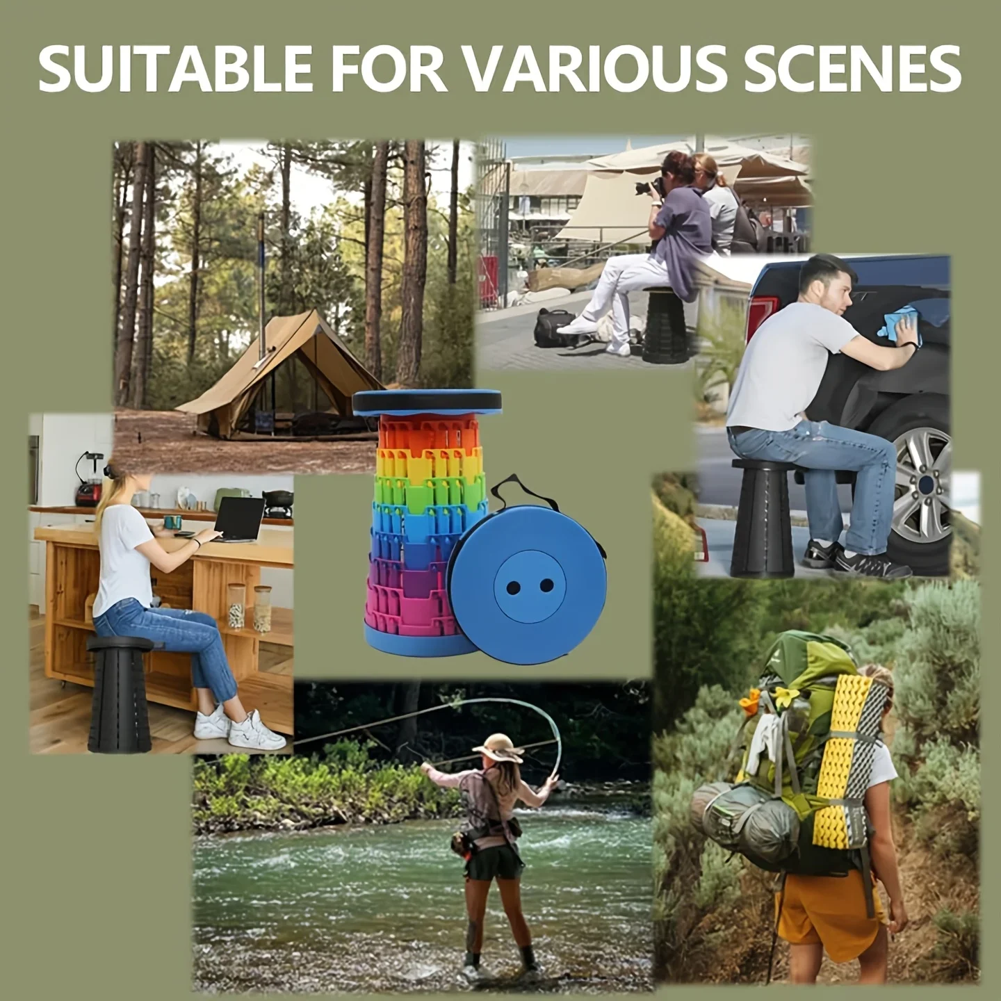 Upgraded Foldable Stool Thickened, Portable Collapsible Stool Retractable Stool For Fishing, Hiking Tours, Bbq, Parties, Outdoor Upgraded Foldable Stool Thickened, Portable Collapsible Stool Retractable Stool For Fishing, Hiking Tours, Bbq, Parties, Outdoor - Image 17