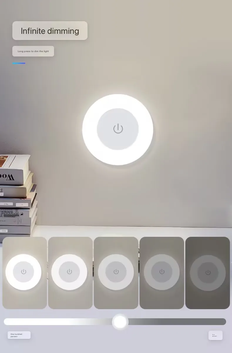Energiesparende Led-Nachtlichter Mit Berührungssensor, Usb-Aufladbar, Magnetische Wandleuchte Für Zimmer, Flur, Schlafzimmer, Runde Tragbare Nachtlampe Energiesparende Led-Nachtlichter Mit Berührungssensor, Usb-Aufladbar, Magnetische Wandleuchte Für Zimmer, Flur, Schlafzimmer, Runde Tragbare Nachtlampe - Image 6