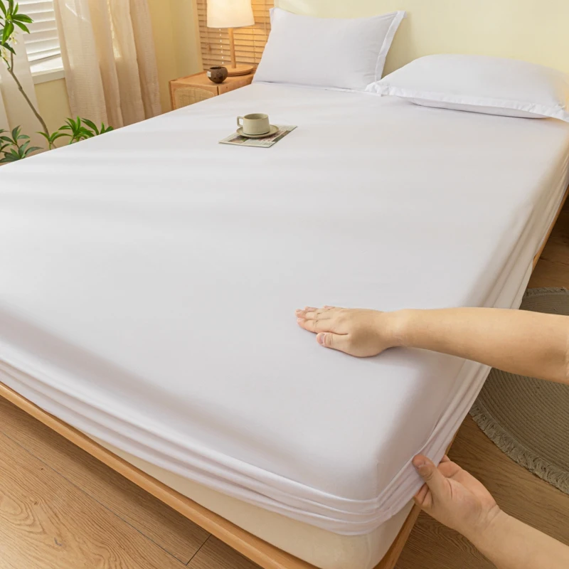 1Pc Skin-Friendly Bed Cover With Elastic Solid Color Brushed Bed Sheet Single/Queen/King Fitted Bedsheet (Without Pillowcase) 1Pc Skin-Friendly Bed Cover With Elastic Solid Color Brushed Bed Sheet Single/Queen/King Fitted Bedsheet (Without Pillowcase) - Image 13