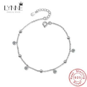 Neue Mode Böhmen Glänzende Runde Zirkon Anhänger Fußkettchen Frauen Schmuck 925 Sterling Silber Sexy Strand Kreis Strass Fuß Kette