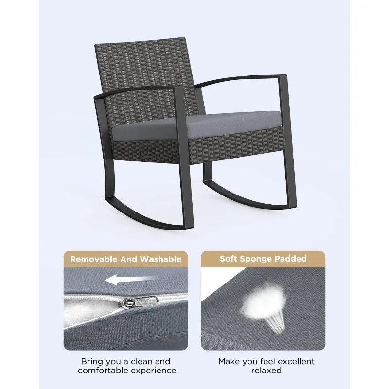 3-Teiliges Gartenmöbel-Set Schaukel-Bistro-Set Outdoor-Rattan-Sitzgruppe Mit Kaffeetisch Für Garten Balkon Hinterhof Poolbereich 3-Teiliges Gartenmöbel-Set Schaukel-Bistro-Set Outdoor-Rattan-Sitzgruppe Mit Kaffeetisch Für Garten Balkon Hinterhof Poolbereich - Image 2