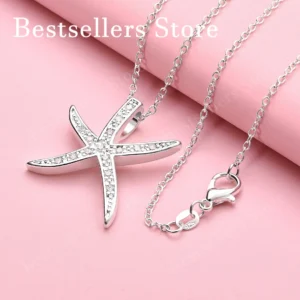 925er Sterlingsilber, 40,6–76,2 cm, exquisite Halskette mit Seestern-Zirkon-Anhänger, Damen-Hochzeitsaccessoires, Geschenk, modischer Schmuck