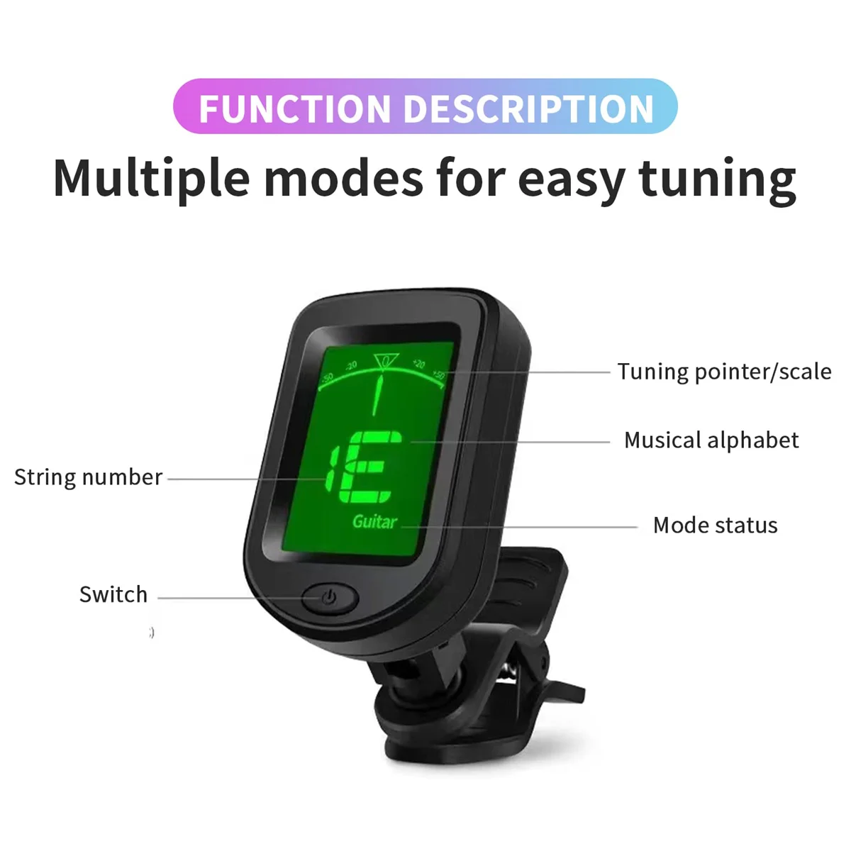 Miwayer Gitarrenstimmgerät Zum Anklipsen, Elektronisches Stimmgerät, Led-Anzeige/Für Bass, Ukulele, Violine, Mandoline, Alle Instrumente Miwayer Gitarrenstimmgerät Zum Anklipsen, Elektronisches Stimmgerät, Led-Anzeige/Für Bass, Ukulele, Violine, Mandoline, Alle Instrumente - Image 5