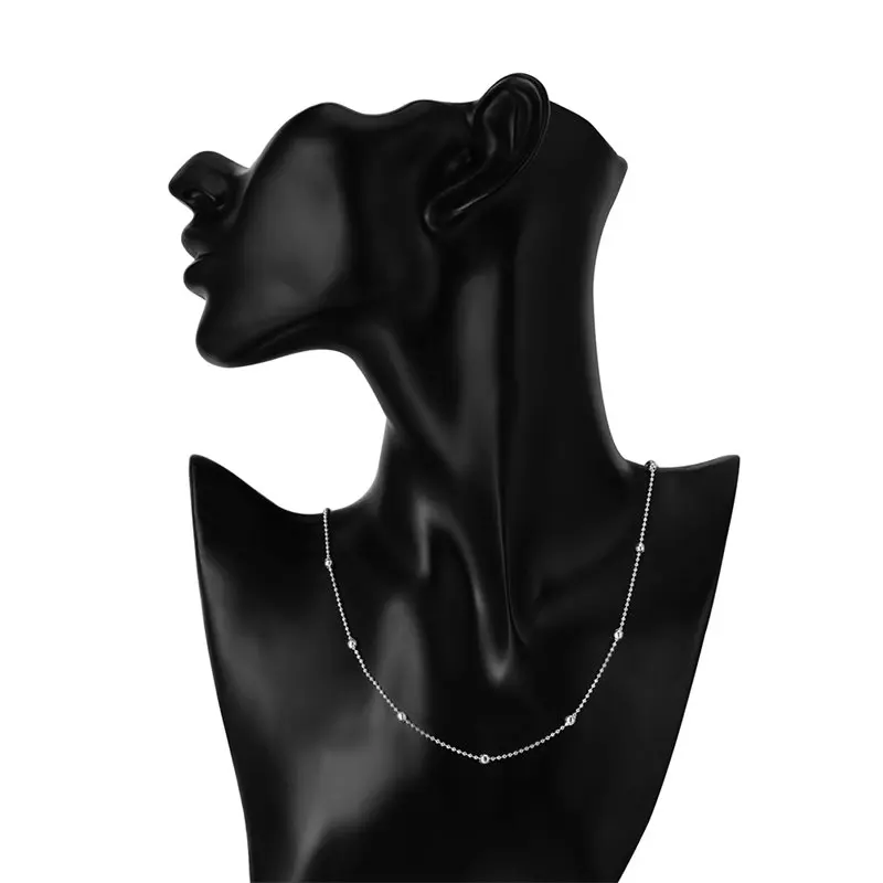 Charm 925 Sterling Silver 16-24 Inches Fine Sweater Bead Chain Women Necklace For Fashion Temperament Jewelry Party Wedding Charm 925 Sterling Silver 16-24 Inches Fine Sweater Bead Chain Women Necklace For Fashion Temperament Jewelry Party Wedding - Image 3