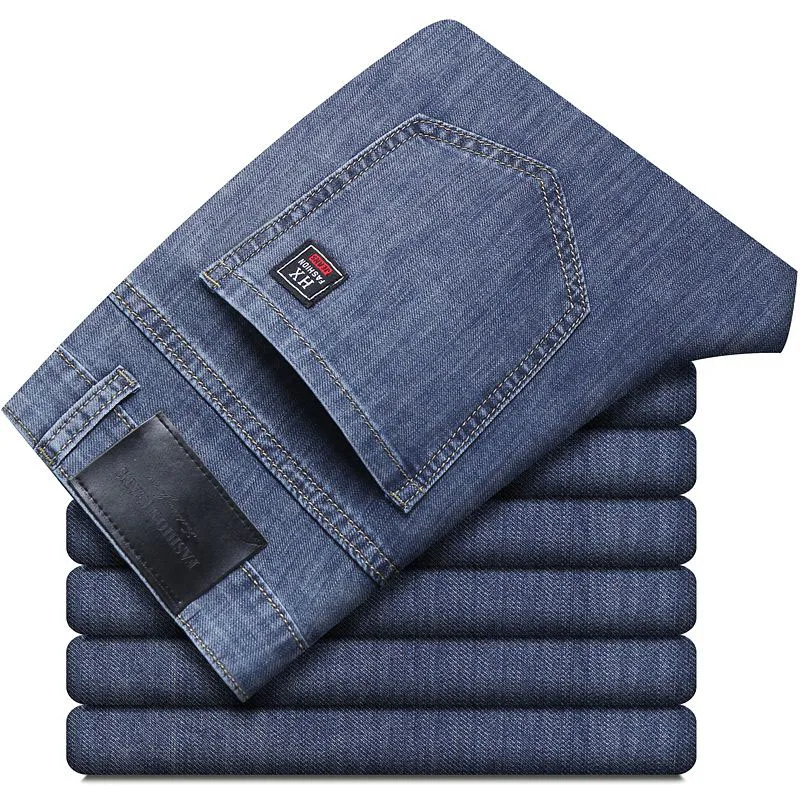 Summer New Elastic Men'S Jeans Fashion Comfortable Business Straight Stretch Cotton Casual Denim Pants Brand Male Thin Trousers Summer New Elastic Men'S Jeans Fashion Comfortable Business Straight Stretch Cotton Casual Denim Pants Brand Male Thin Trousers - Image 7