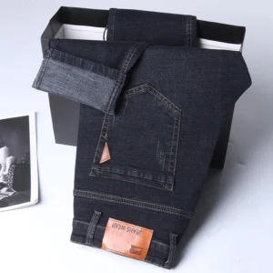 Männer Mode Gerade Jeans Männer 2025, Neue Stretch Slim Fit Hosen Bequeme Weiche Business Denim Hosen Männliche Marke Kleidung