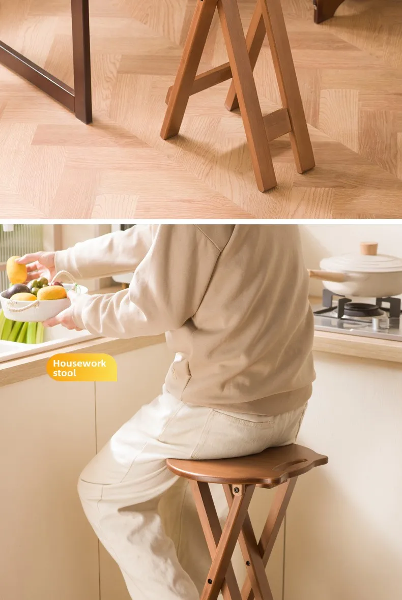 Retro Style Bamboo Folding Stool, Household Foldable Round Stool, Foldable High Stool, Bar Stool, Restaurant Dining Stool Retro Style Bamboo Folding Stool, Household Foldable Round Stool, Foldable High Stool, Bar Stool, Restaurant Dining Stool - Image 23