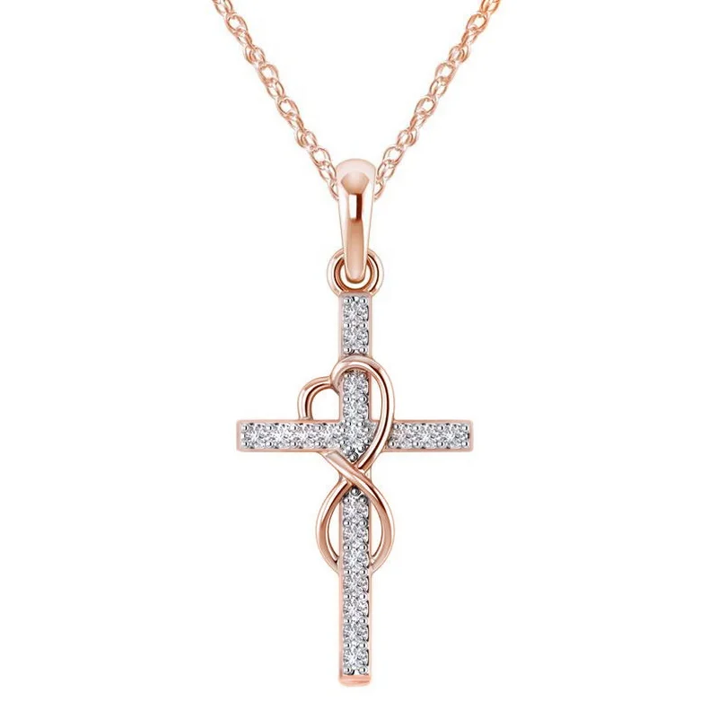 Exquisite Funkelnde Kristall Kreuz Anhänger Halskette Damen Luxus Zirkon Dünne Kette Halskette Für Frauen Mode Party Schmuck Geschenk Exquisite Funkelnde Kristall Kreuz Anhänger Halskette Damen Luxus Zirkon Dünne Kette Halskette Für Frauen Mode Party Schmuck Geschenk – Bild 3