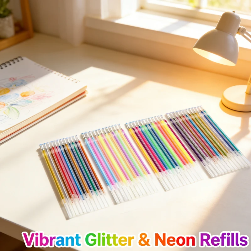 12-100 Farbige Gelstift-Nachfüllungen Set - Glitzer, Pastell, Textmarker, Metallic-Tinte Für Künstler, Scrapbooking Und Graffiti-Zeichnen 12-100 Farbige Gelstift-Nachfüllungen Set - Glitzer, Pastell, Textmarker, Metallic-Tinte Für Künstler, Scrapbooking Und Graffiti-Zeichnen - Image 4