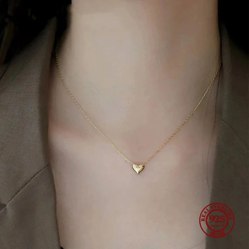 Lgkgl 925 Sterling Silber Glänzend Herz Anhänger Vergoldet 14 Karat Gold Halskette Frauen Mode Temperament Jahrestag Schmuck Lgkgl 925 Sterling Silber Glänzend Herz Anhänger Vergoldet 14 Karat Gold Halskette Frauen Mode Temperament Jahrestag Schmuck