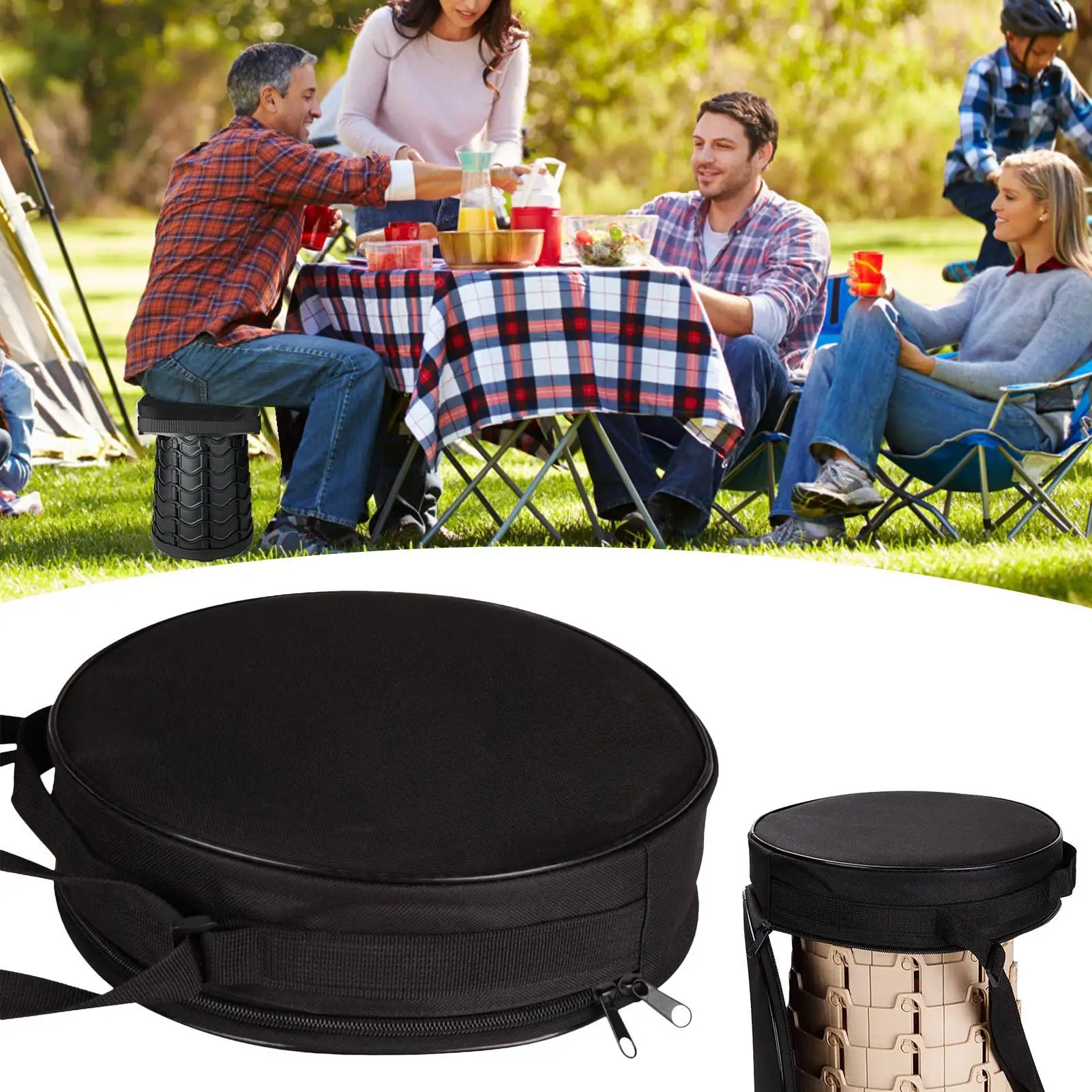 Carry Case For Folding Stool Round Pouch With Shoulder Strap Foldable Stool Bag With Zipper For Sketching Camping Picnic Carry Case For Folding Stool Round Pouch With Shoulder Strap Foldable Stool Bag With Zipper For Sketching Camping Picnic - Image 18