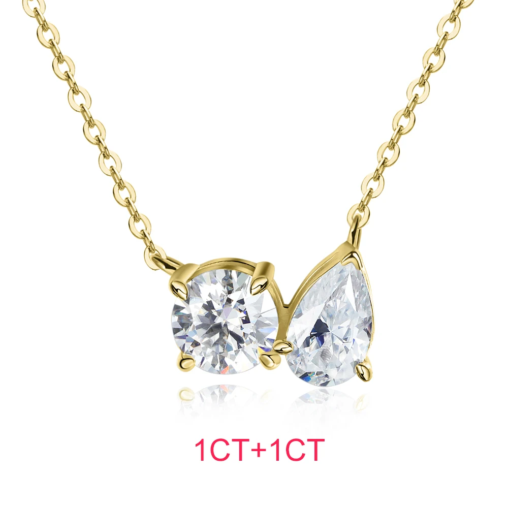 1Ct Runde Und Tropfenförmige Moissanit-Anhänger-Halskette Für Damen, 925Er Sterlingsilber, 18 Karat Vergoldet, Halskette, Hochzeitsschmuck, Gra 1Ct Runde Und Tropfenförmige Moissanit-Anhänger-Halskette Für Damen, 925Er Sterlingsilber, 18 Karat Vergoldet, Halskette, Hochzeitsschmuck, Gra - Image 9