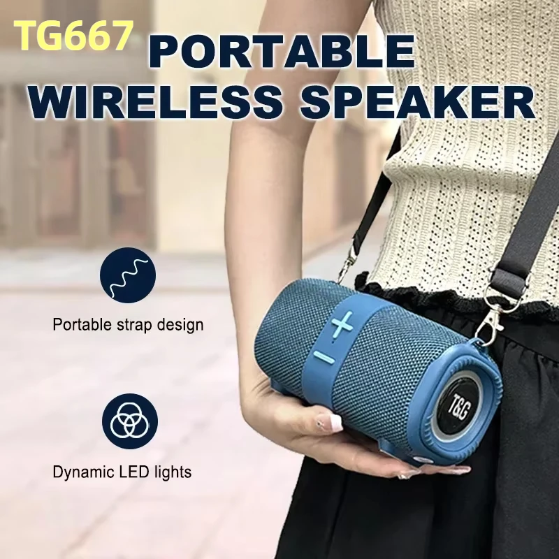 Tg667 Outdoor Bluetooth-Lautsprecher – Bluetooth 5.3, Dual-Lautsprecher, Subwoofer, Rgb-Licht, Fm-Radio, Tf-Karte &Amp; Usb Bluetooth Lautsprecher