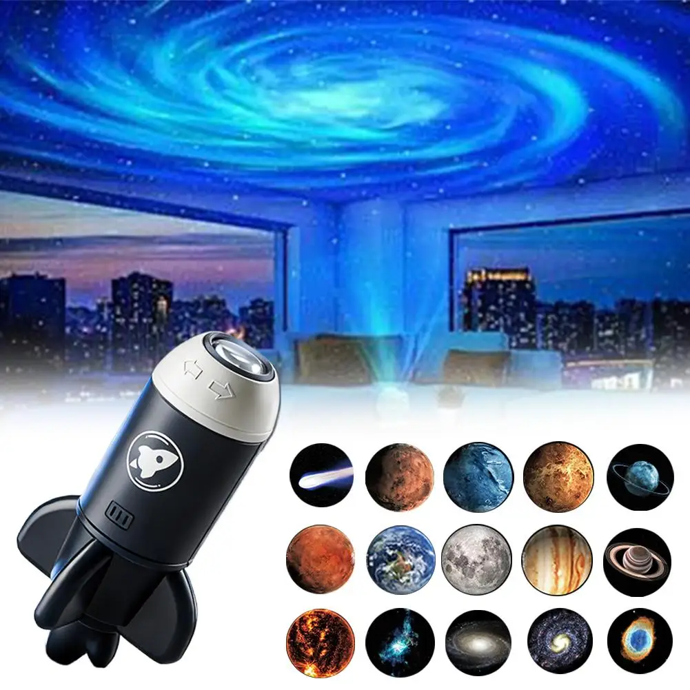 Usb Led Sternprojektor In Raketenform – 360° Drehbare Galaxie- Und Planetenlampe, Nachtlicht &Amp; Atmosphärenbeleuchtung Für Schlafzimmer Usb Led Sternprojektor In Raketenform – 360° Drehbare Galaxie- Und Planetenlampe, Nachtlicht &Amp; Atmosphärenbeleuchtung Für Schlafzimmer - Image 2