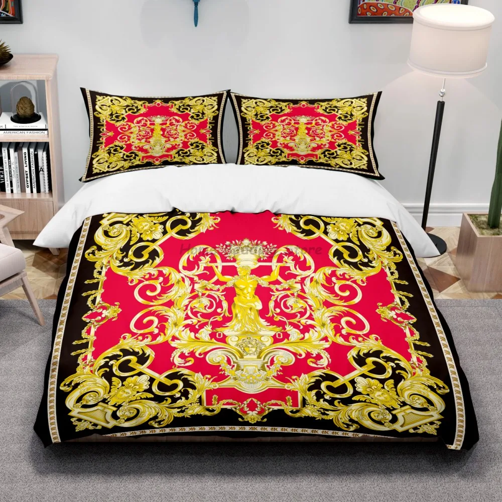 Luxus Golden Modern Style Digitaldruck Baumwollstoff Bettwäsche Set Bettbezug Leinen Spannbetttuch Kissenbezüge Heimtextilien Luxus Golden Modern Style Digitaldruck Baumwollstoff Bettwäsche Set Bettbezug Leinen Spannbetttuch Kissenbezüge Heimtextilien - Image 7