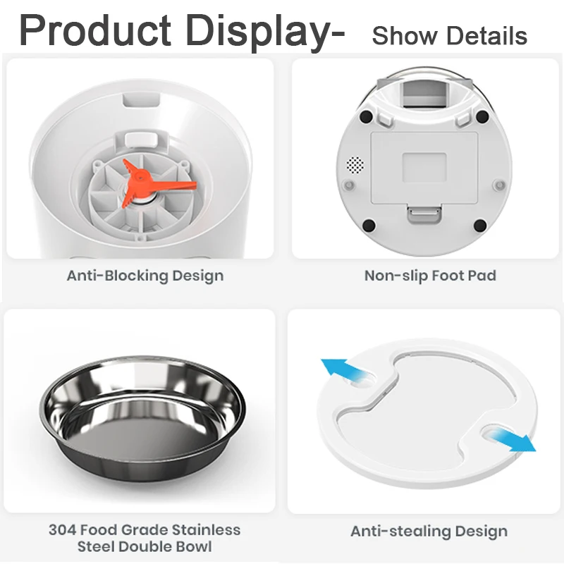 Cat Timing Feeder Smart App Cat Feeder Stainless Steel Double Meal Pet Food Remote Feeding Automatic Dispenser Suitable Cats Dog Cat Timing Feeder Smart App Cat Feeder Stainless Steel Double Meal Pet Food Remote Feeding Automatic Dispenser Suitable Cats Dog - Image 25