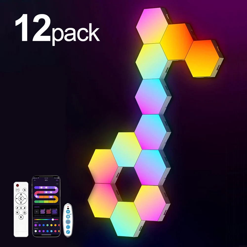 Rgb Smart Sechseckige Wand Lampe Farbwechsel Umgebungs Nachtlicht Diy Form Musik Rhythmus App Für Spiel Zimmer Schlafzimmer Intelligente Rgb Smart Sechseckige Wand Lampe Farbwechsel Umgebungs Nachtlicht Diy Form Musik Rhythmus App Für Spiel Zimmer Schlafzimmer Intelligente - Image 9