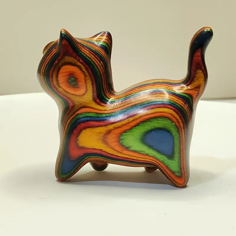 1 Painted Wooden Kitten Creative Wooden Sculpture Small Cat Home Festival Entrance Decoration Small Statue Ornaments 1 Painted Wooden Kitten Creative Wooden Sculpture Small Cat Home Festival Entrance Decoration Small Statue Ornaments - Image 5