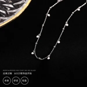 Echte 925er Sterlingsilber-geometrische runde Halsband-Halskette für modische Frauen, minimalistischer feiner Schmuck, niedliche Accessoires, Hochzeitsgeschenk