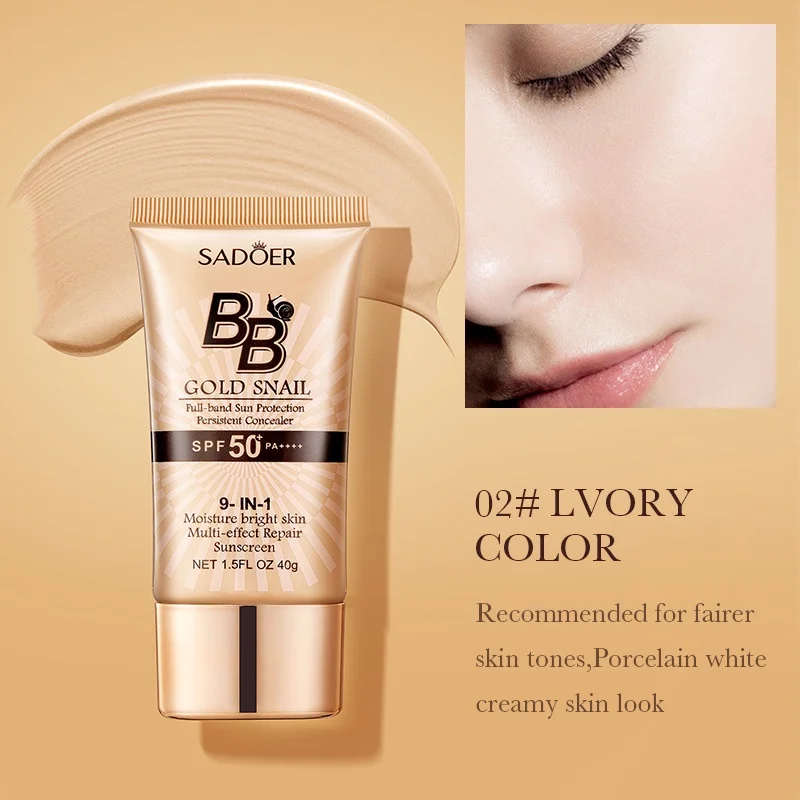 Sadoer Gold Snail Sunscreen Bb Cream Foundation Concealer Moisturizing Isolation Cream Spf50+Pa+++ 40G Sadoer Gold Snail Sunscreen Bb Cream Foundation Concealer Moisturizing Isolation Cream Spf50+Pa+++ 40G - Image 8